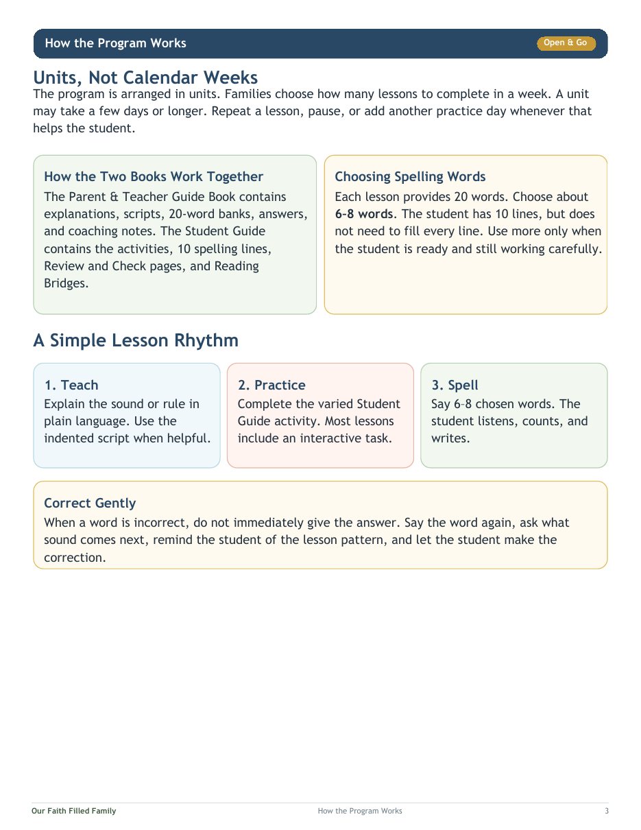 Sample parent guide page
